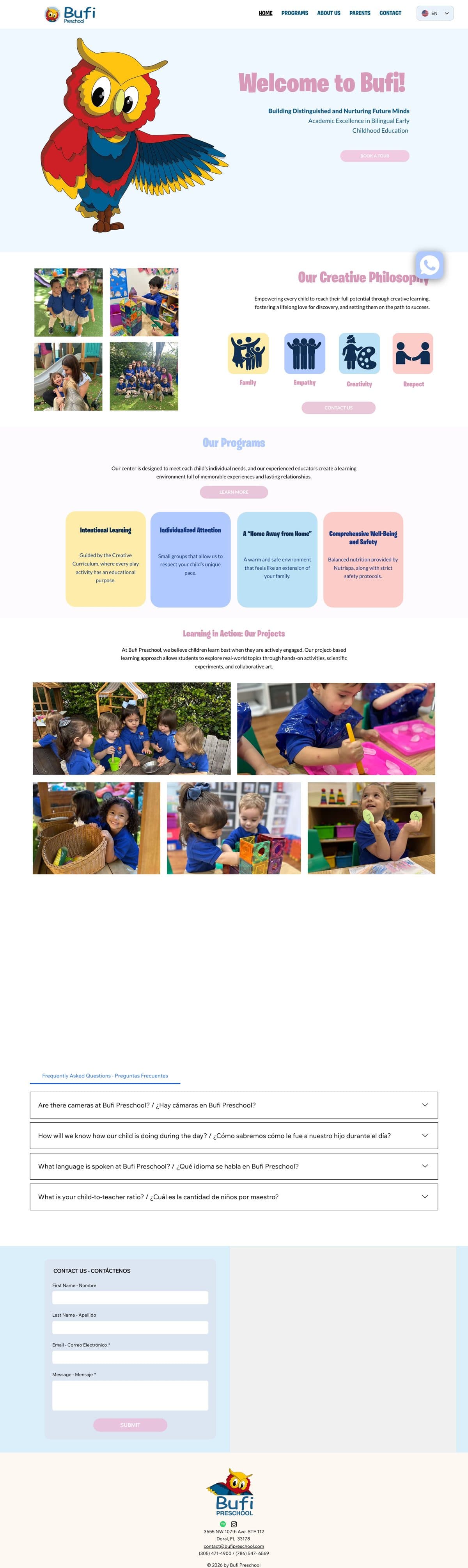 Bufi Preschool Website: Before: bufi.info (Wix)