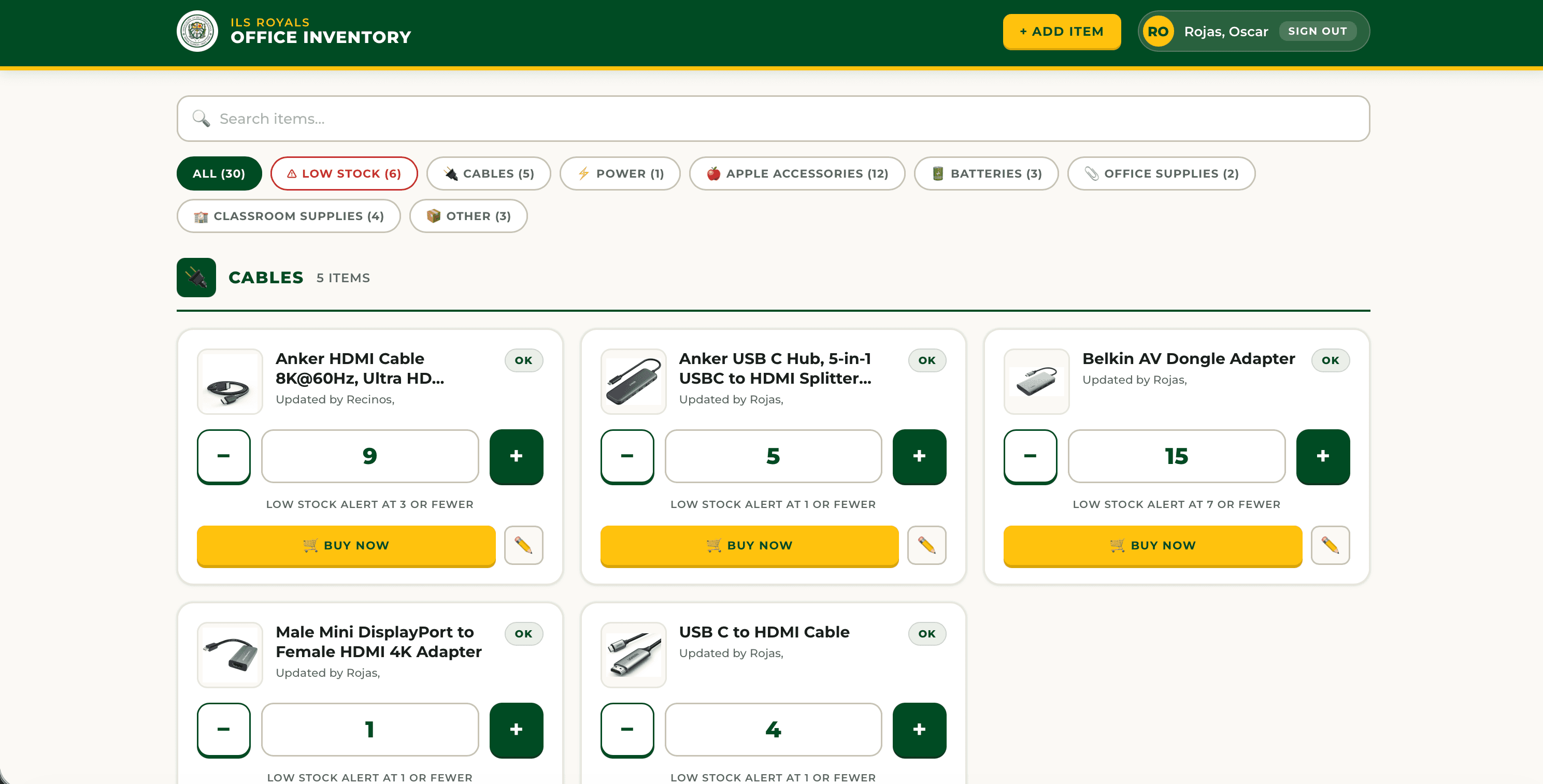Office Inventory Dashboard