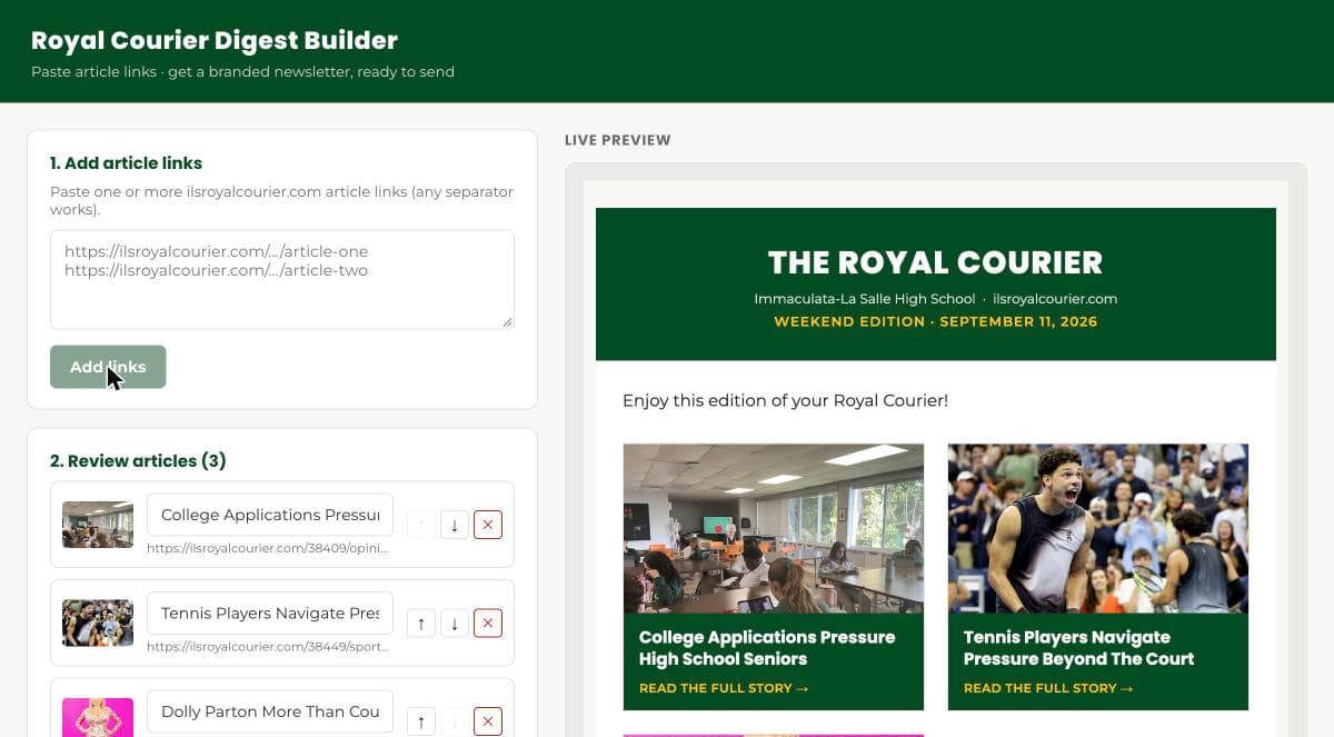 Royal Courier Digest Builder